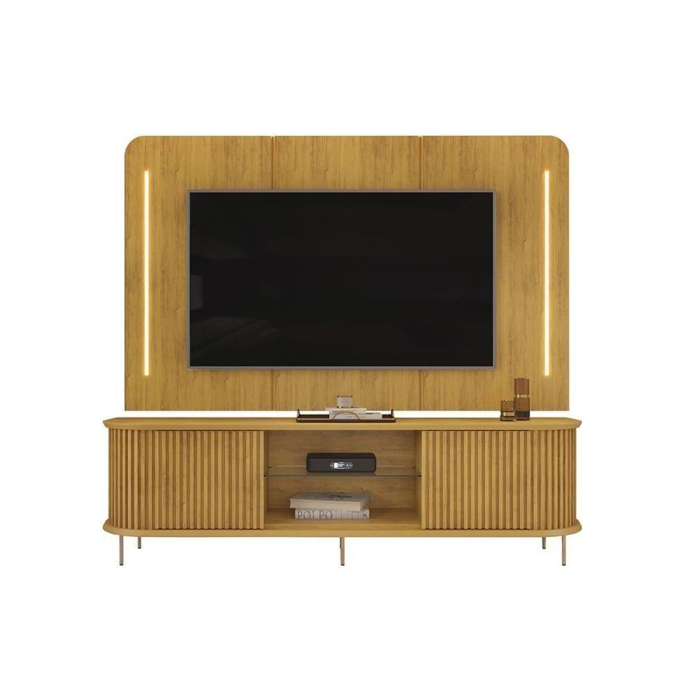 Home P- Tv Até 75 Pol Atlas Ripado C- 2 Portas 218x62cm Cedro - Dj Móveis - 10