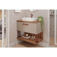 Balcão P- Banheiro Duna 1 Porta C- Cuba 80cm Cappuccino-freijo - Mgm - 1