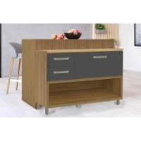 Balcão Ilha Cozinha Gourmet Princesa Com 1 Porta E 2 Gavetas 120cm Freijó Grafite - 2