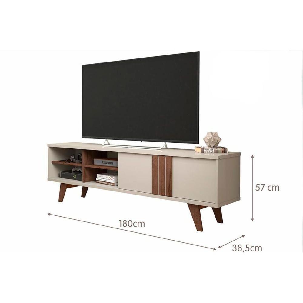 Estante P- Sala Até 70 Pol Paraty-trend Ripado 100% Mdf C- 1 Porta 180x127cm Nature-off White - Permóbili - 3