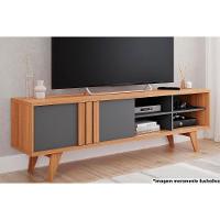 Estante P- Sala Até 70 Pol Paraty-trend Ripado 100% Mdf C- 1 Porta 180x127cm Nature-off White - Permóbili - 10