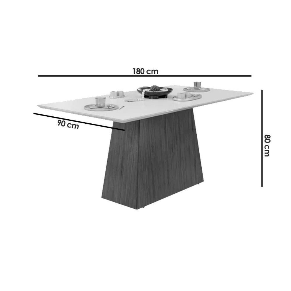 Cozinha Completa Dulce Tampo Madeirado Com Vidro Reto 180x90cm E 6 Cadeiras Lia Cedro Off White Suede Lunar - 2