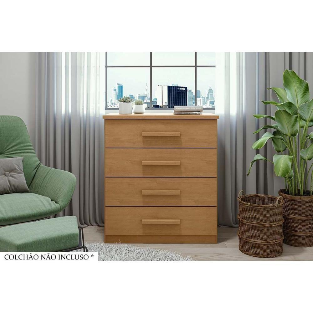 Cômoda Solteiro Baião C- 4 Gavetas Amêndoa-rovere - Lopas - 1