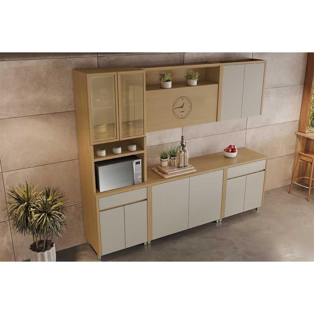 Balcão De Cozinha Modulado Com Tampo Condessa Com 2 Portas E 1 Gaveta 80cm Carvalho Cinza - 5