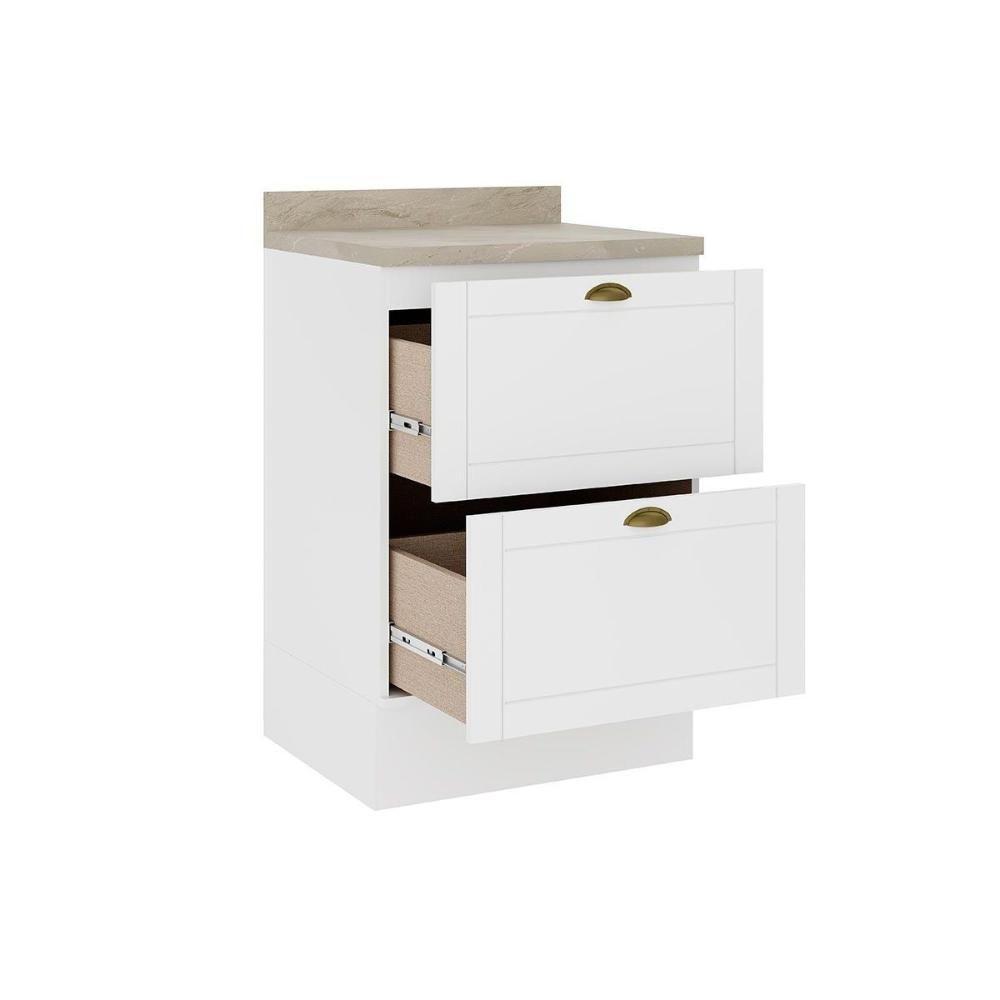 Balcão De Cozinha Com Tampo Bella 2610 Com 2 Gavetas 60cm Nogal Cinza - 2