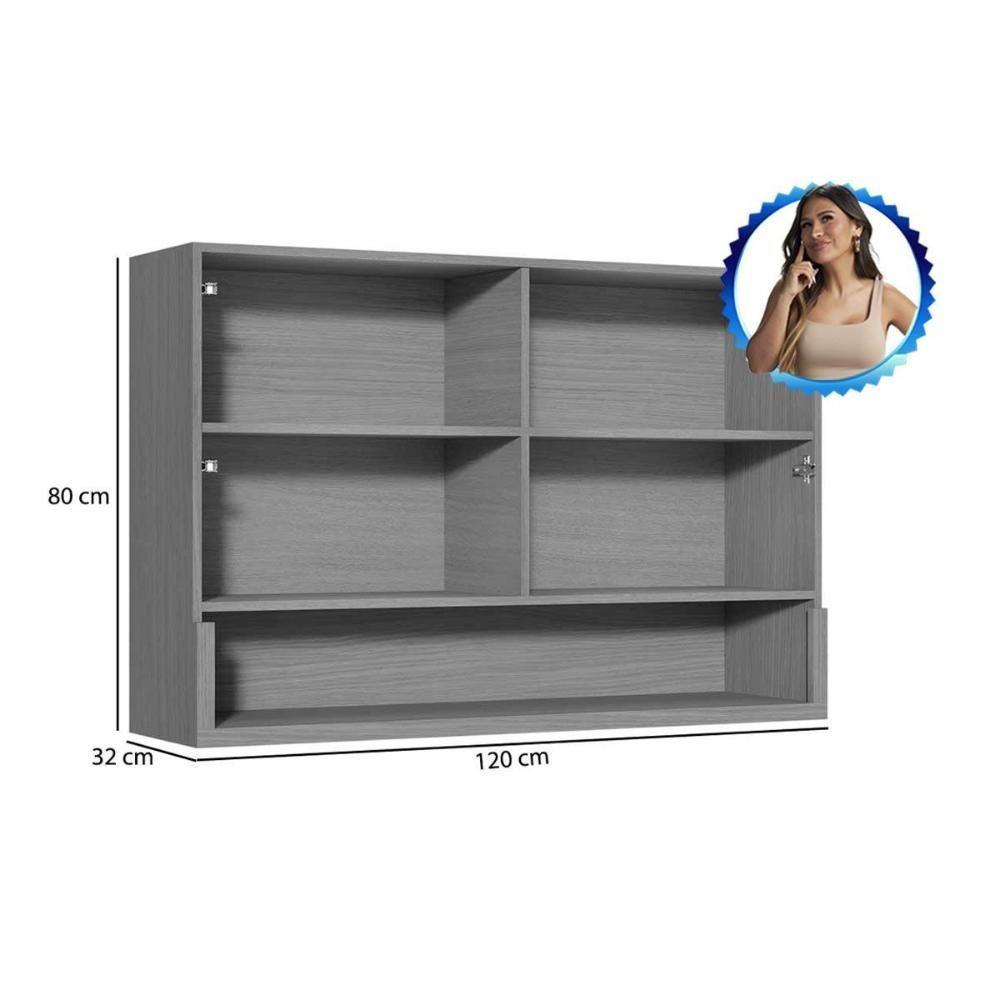 Armário De Cozinha Modulado Simone Mendes Com 2 Portas 120cm Carvalho Cinza - 5