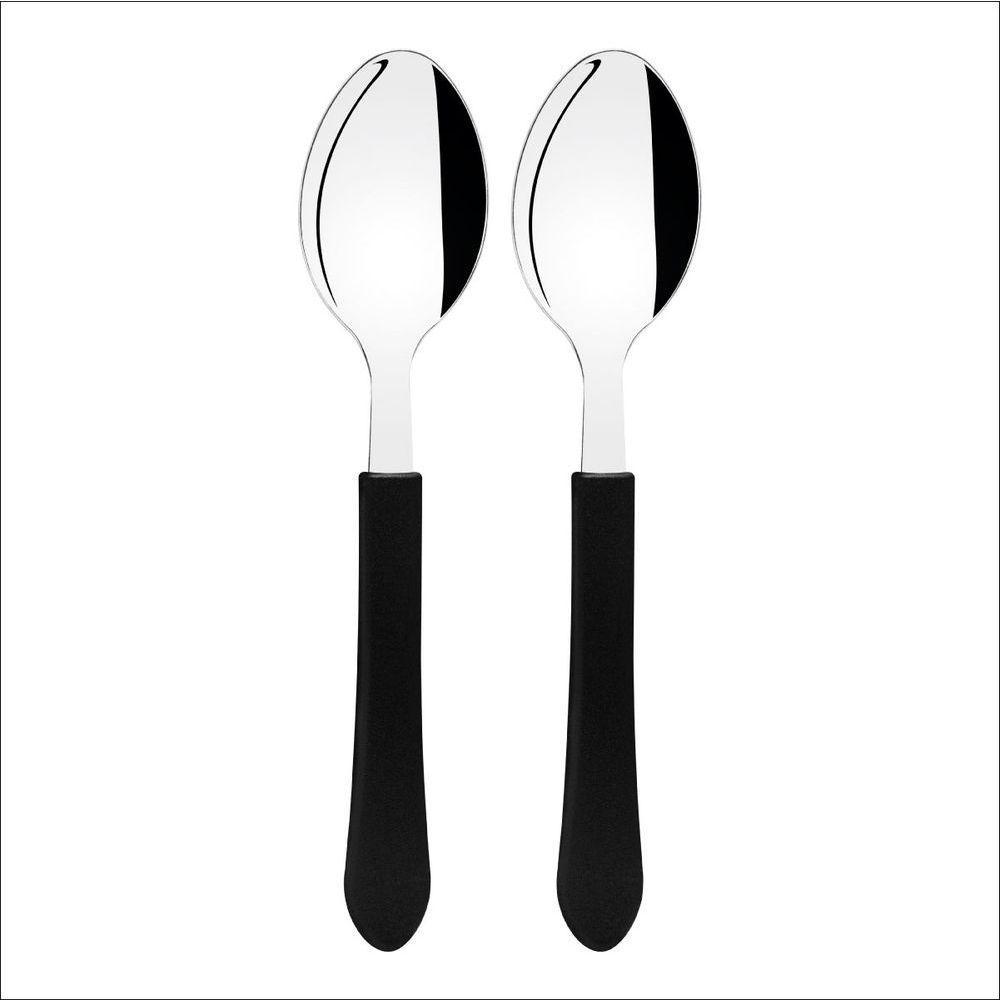 Kit 2 Colher De Mesa Tramontina Leme Inox Cabo Preto - 1