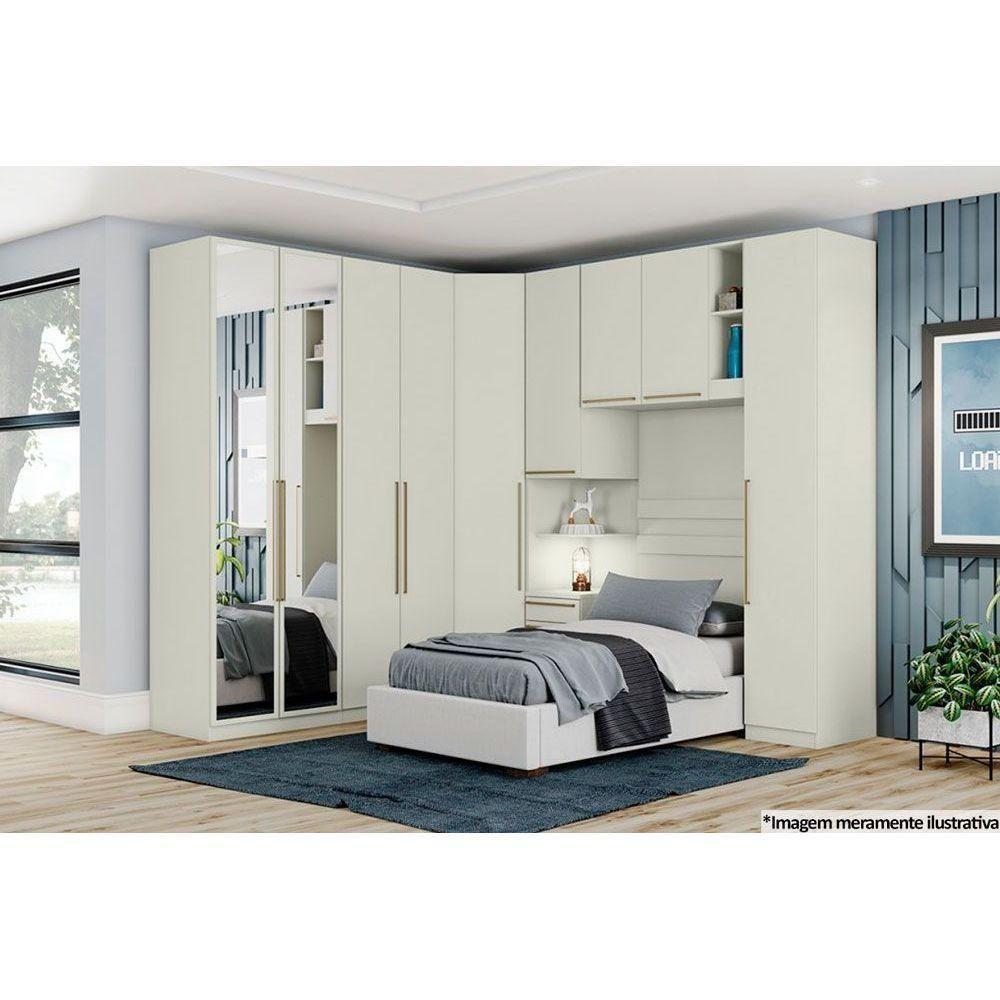 Módulo De Quarto Solteiro Armário Ponte Aéreo Mc12 Seletto C- 2 Portas E 2 Nichos Areia-jequitibá - Henn - 4