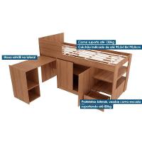 Cama Multifuncional Juvenil Cm8021 C- Escrivaninha Amêndoa - Tecno Mobili - 2