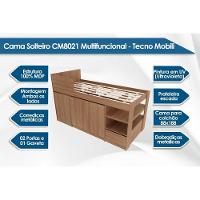 Cama Multifuncional Juvenil Cm8021 C- Escrivaninha Amêndoa - Tecno Mobili - 3