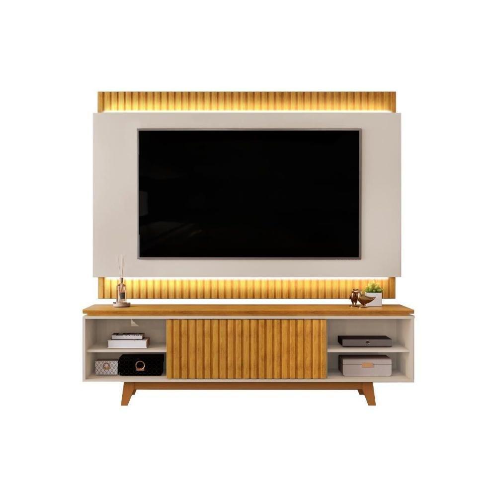 Estante P- Sala Até 75 Polegadas Loren Ripada C- Nichos 200x194cm Freijó-off White - Dj Móveis - 3