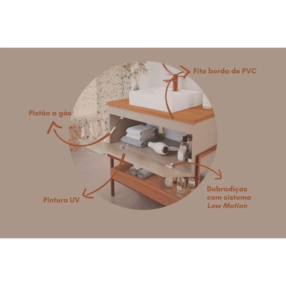 Bancada De Banheiro Balcão Portinari 1 Porta C- Cuba 80cm Titanium-freijo - Mgm - 4