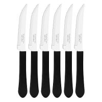 Kit 6 Facas De Mesa Churrasco Tramontina Leme Inox Cabo Preto - 1