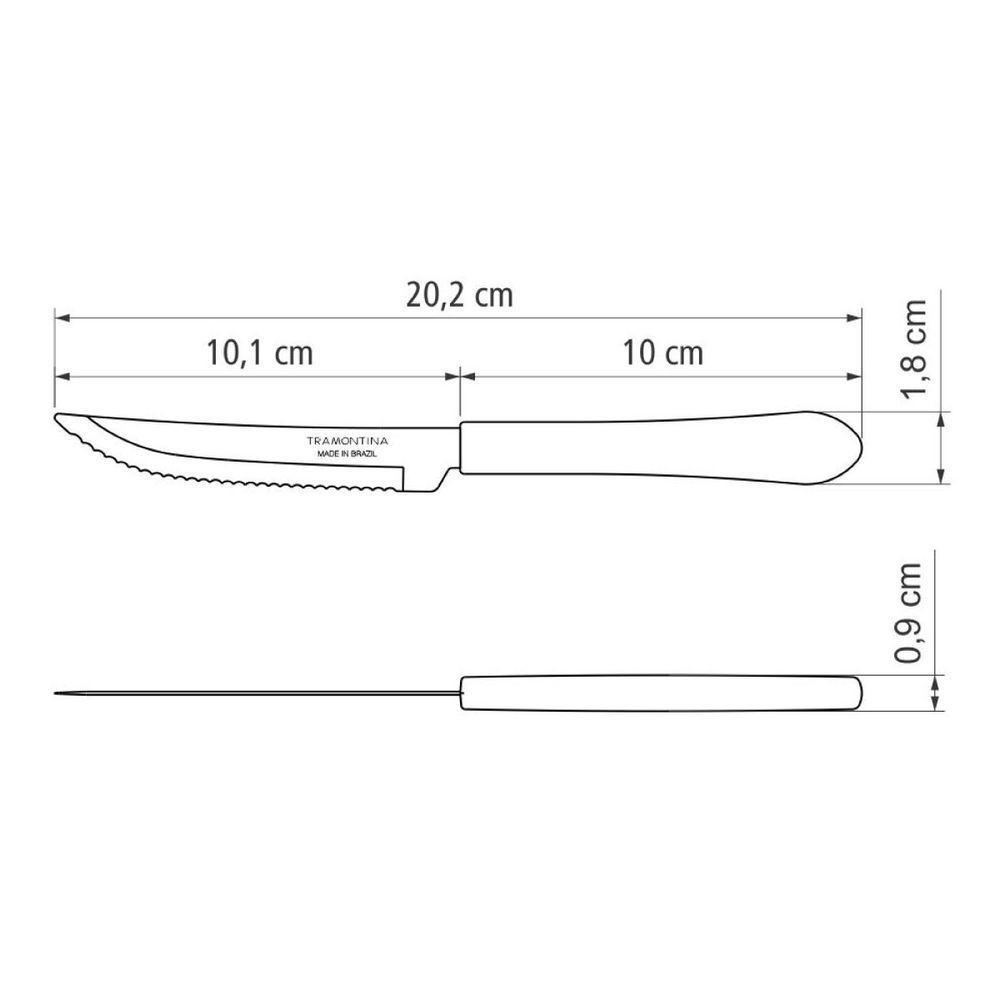 Kit 2 Facas De Mesa Churrasco Tramontina Leme Inox Cabo Preto - 3
