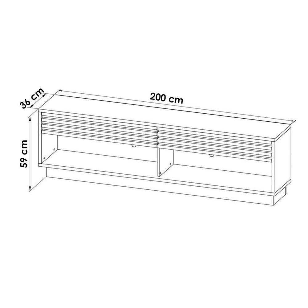 Estante P- Sala Até 42 Pol Pl3004-ra2003 Ripado C- 2 Gavetas 115x150cm Natural-off White - Tecno Mobili - 3