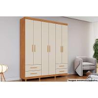 Guarda Roupa Casal 6 Portas E 4 Gavetas C- Pés Canadá Plus Cinamomo-off White - Conquista - 1
