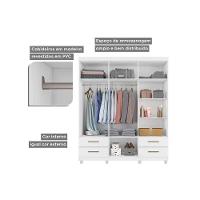 Guarda Roupa Casal 6 Portas E 4 Gavetas C- Pés Canadá Plus Cinamomo-off White - Conquista - 2