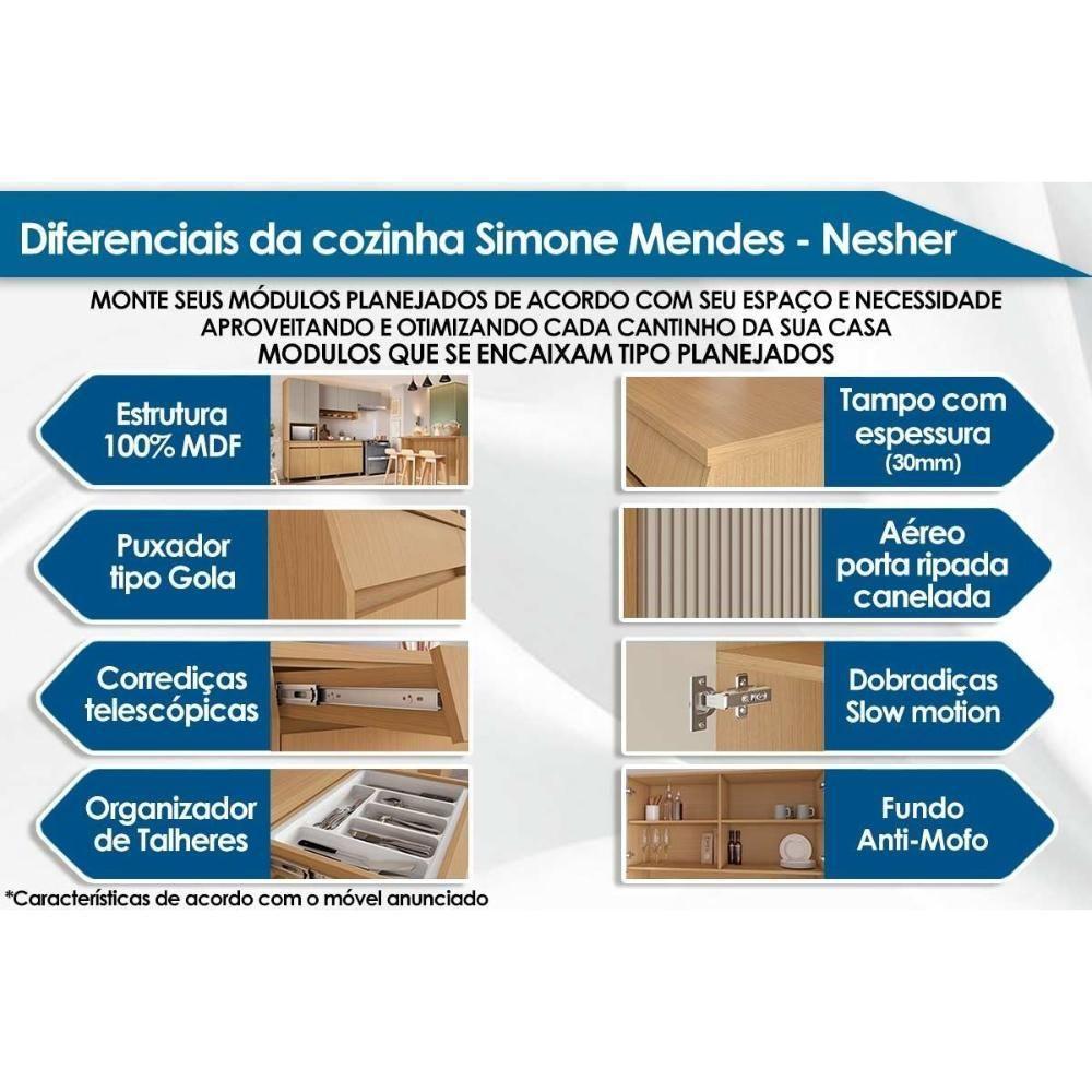 Armário Aéreo Cozinha Modulado Simone Mendes Com 2 Portas 120cm Carvalho Cinza - 4