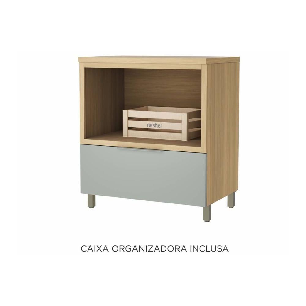 Bancada De Banheiro Balcão Marquesa C- 1 Gaveta E 1 Nicho 80cm Branca-nature - Nesher - 5