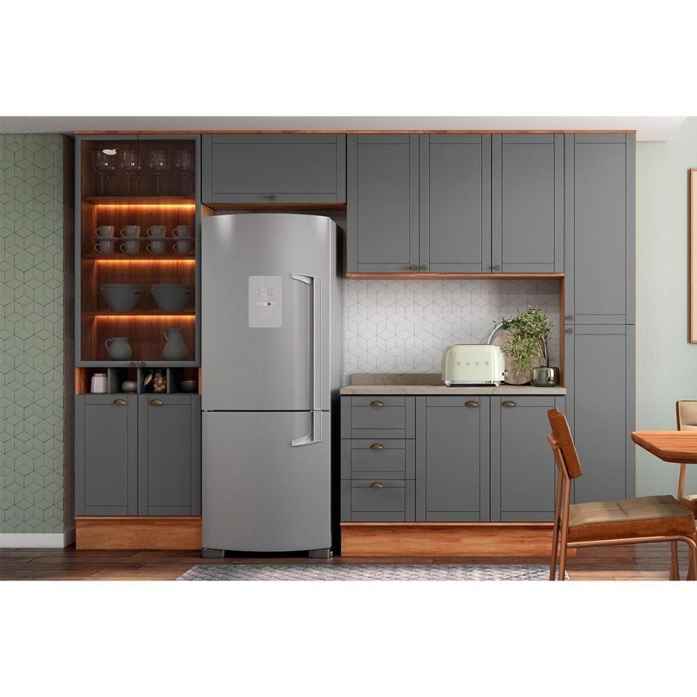 Armário Aéreo Cozinha Modulado Bella 2603 Com 1 Porta Basculante 80cm Nogal Cinza - 4