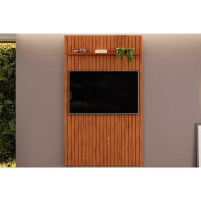 Painel Quarto P- Tv Até 55 Pol Pratic Ripado C- 1 Prateleira 143x240cm Freijo - Dj Móveis