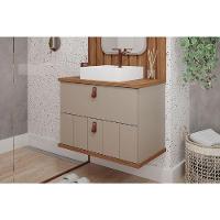 Bancada De Banheiro Balcão Milano 1 Porta E 1 Gaveta C- Cuba 80cm Cappuccino-freijo - Mgm - 1