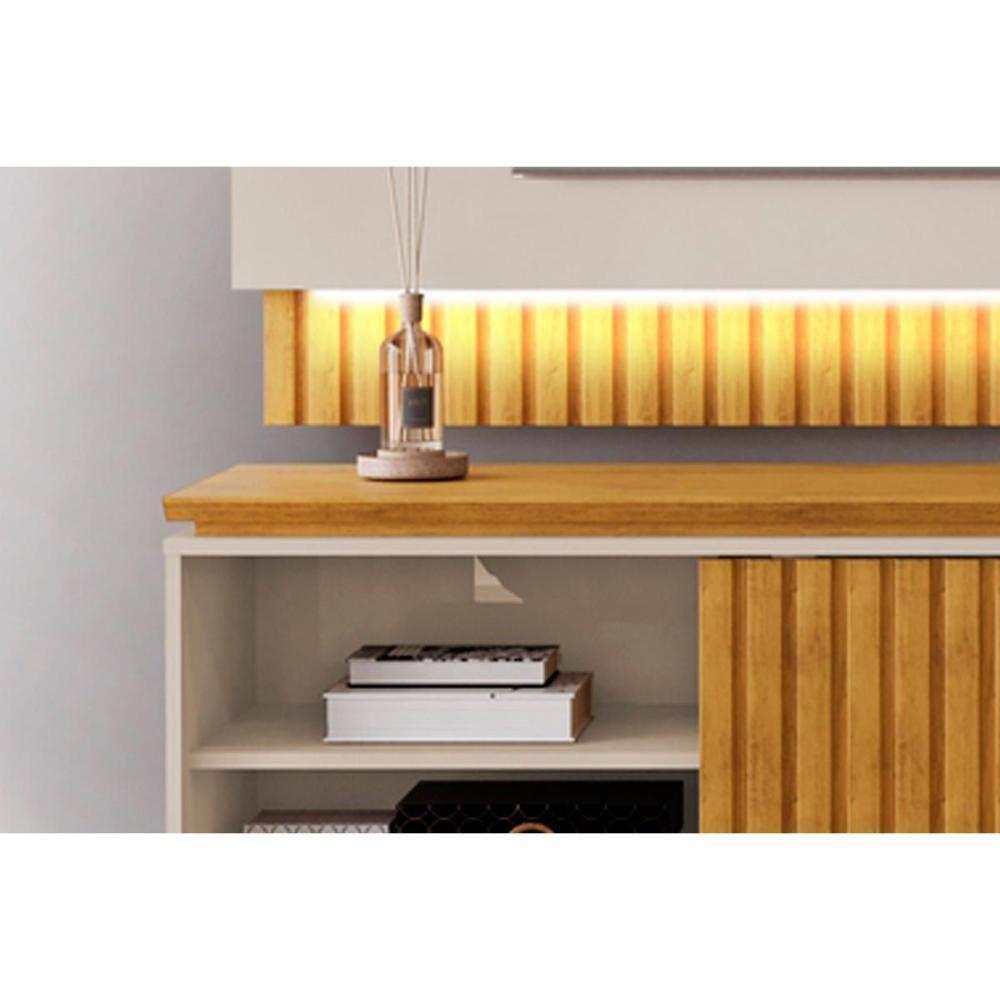 Estante P- Sala Até 75 Polegadas Loren Ripada C- Nichos 200x194cm Cedro-bali - Dj Móveis - 6