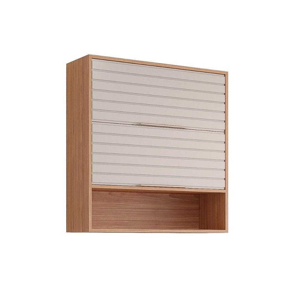 Armário Aéreo Cozinha Modulado Esplendida Com 2 Portas Basculantes 80cm Freijó Off White - 1