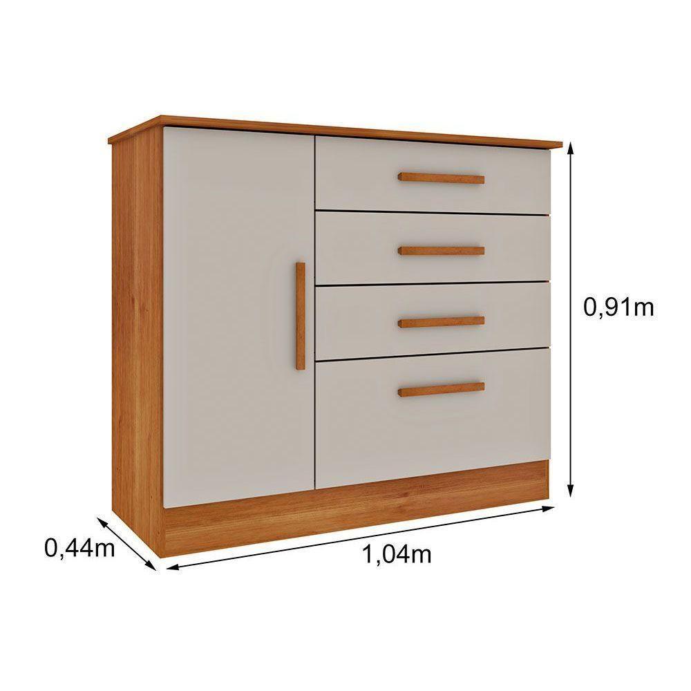 Cômoda Solteiro Chicago C- 1 Porta E 4 Gavetas Cinamomo - Tcil Móveis - 3