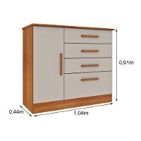 Cômoda Solteiro Chicago C- 1 Porta E 4 Gavetas Cinamomo - Tcil Móveis - 3