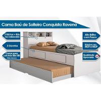 Bicama Solteiro Ravena C- 2 Gavetas E Auxiliar Branco - Conquista - 2