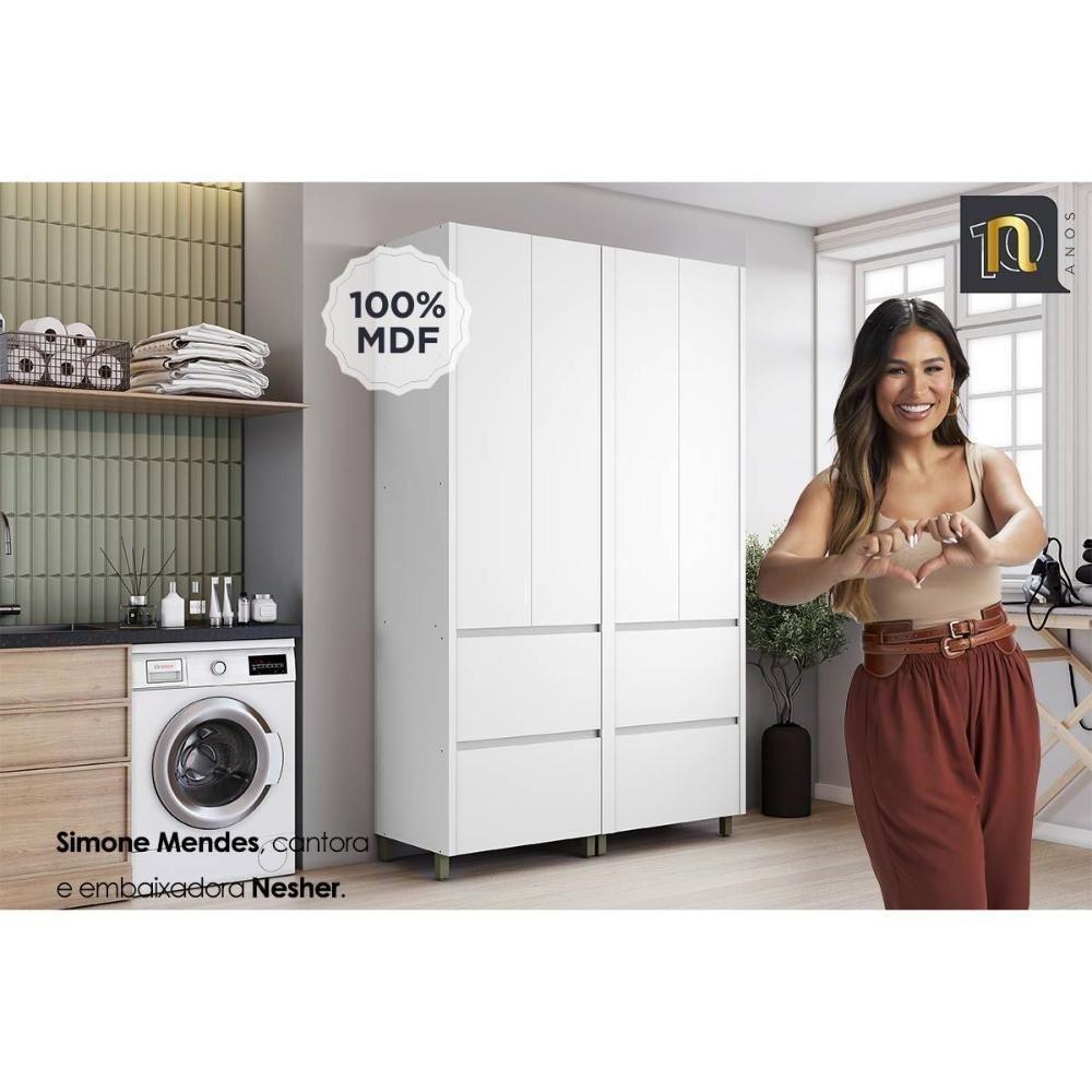 Multiuso Lavanderia Rainha C- 4 Portas E 4 Gavetas 140cm Nature-verde - Nesher - 7