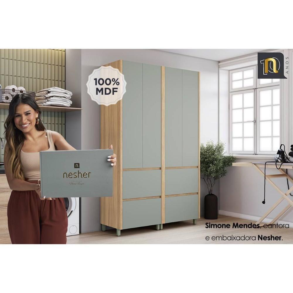 Multiuso Lavanderia Rainha C- 4 Portas E 4 Gavetas 140cm Nature-verde - Nesher - 8