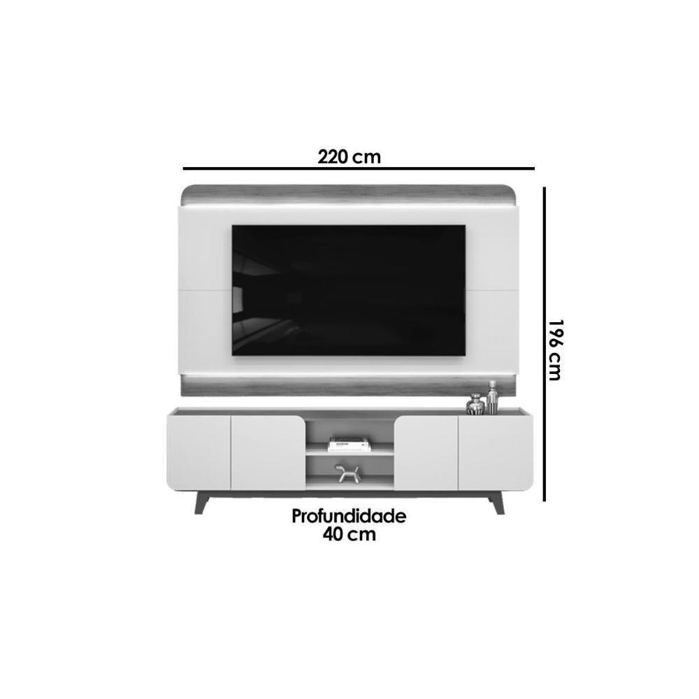 Estante P- Sala Até 75 Polegadas Nadine C- Led E Nichos 220x196cm Bali-cedro - Dj Móveis - 2
