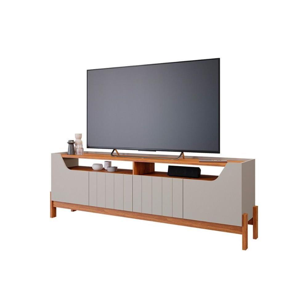 Estante P- Sala Até 70 Pol Moema-sotile C- 4 Portas E Pés 180x197cm Off White-nature - Permóbili - 6