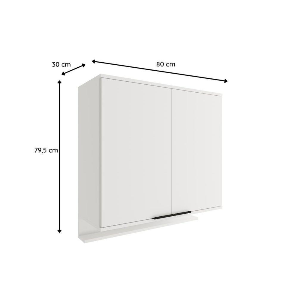 Armário Aéreo Cozinha Modulado Alpha 2502 Com 2 Portas 80cm Branco - 3