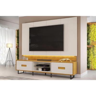 Estante P- Sala Até 75 Polegadas Madri C- Led E Nichos 240x209cm Bali-cedro - Dj Móveis