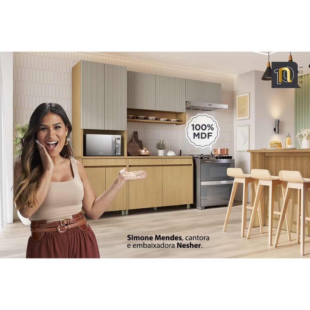 Armário Aéreo Cozinha Modulado Simone Mendes Com 2 Portas 80cm Carvalho Cinza - 2