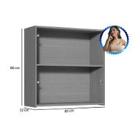 Armário Aéreo Cozinha Modulado Simone Mendes Com 2 Portas 80cm Carvalho Cinza - 5