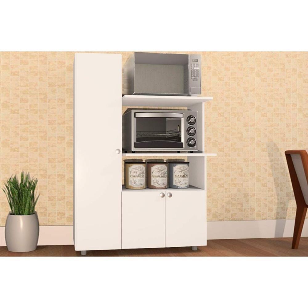 Balcão De Cozinha Modulado Âmbar Com 3 Portas E 2 Nicho Para Forno 70cm Branco Telasul - 1