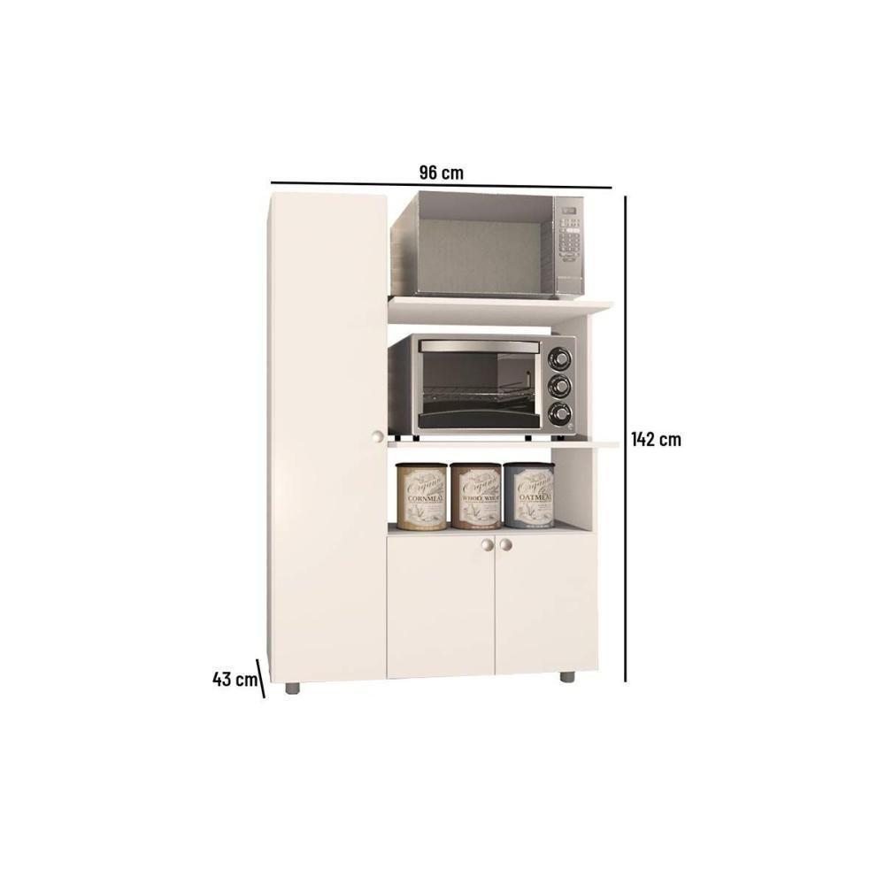 Balcão De Cozinha Modulado Âmbar Com 3 Portas E 2 Nicho Para Forno 70cm Branco Telasul - 3