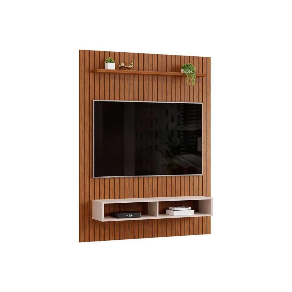 Home P- Tv Até 55 Pol Aston Ripado C- 1 Prateleira E 2 Nichos 134x168cm Freijó-off White - Dj Móveis - 5