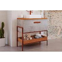 Bancada De Banheiro Balcão Portinari 1 Porta C- Cuba 60cm Cimento-freijo - Mgm - 1