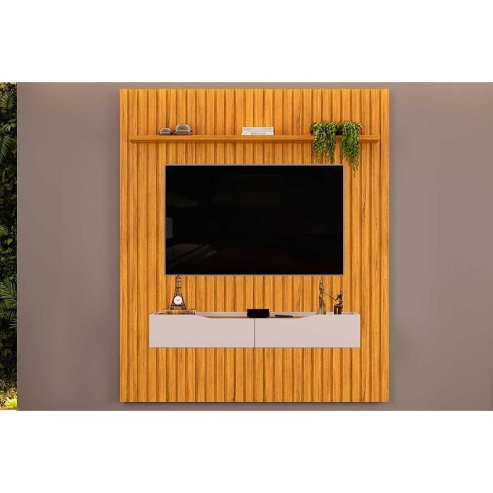 Estante P- Sala Até 65 Pol Pratic Ripado C- 2 Gavetas 183x240cm Cedro-bali - Dj Móveis - 1