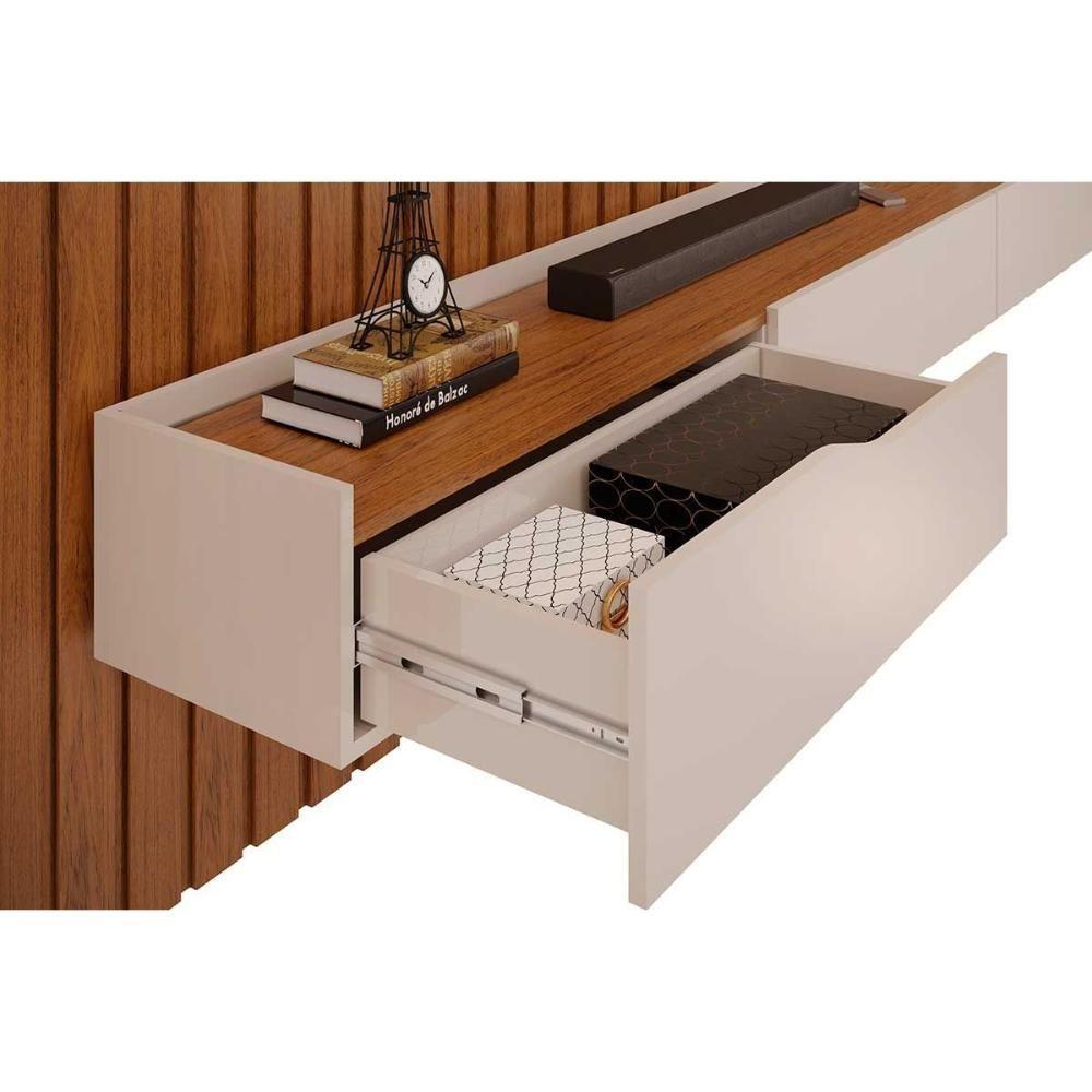 Estante P- Sala Até 65 Pol Pratic Ripado C- 2 Gavetas 183x240cm Cedro-bali - Dj Móveis - 8