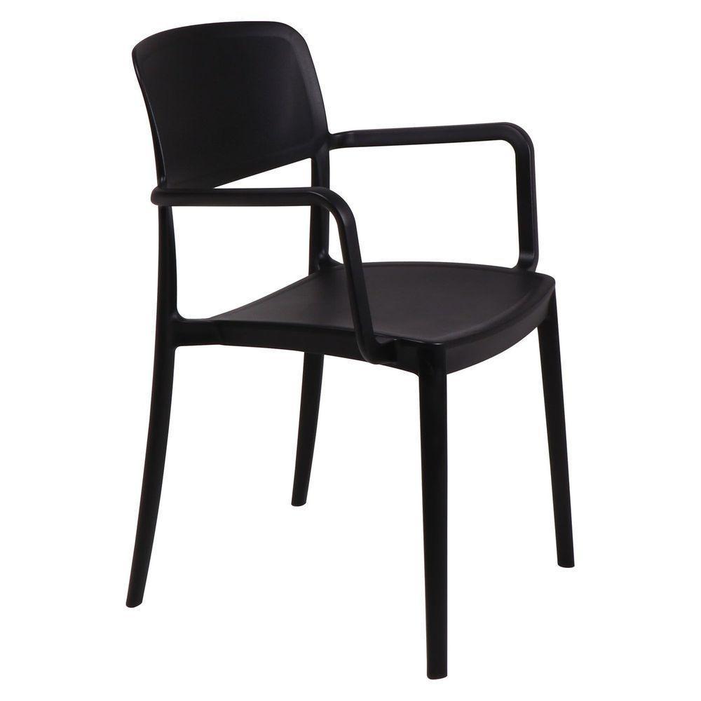 Cadeira Tramontina Marta Em Polipropileno Preta Com Braços Tramontina - 1