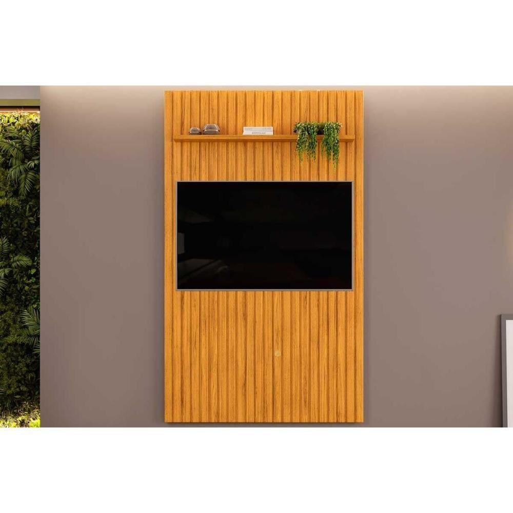 Painel Quarto P- Tv Até 55 Pol Pratic Ripado C- 1 Prateleira 143x240cm Cedro - Dj Móveis - 1