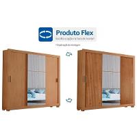 Guarda Roupa Solteiro 3 Portas De Correr E 4 Gavetas C- Pés Veneza Luxo Naturalle-ripado 3d - Rufato