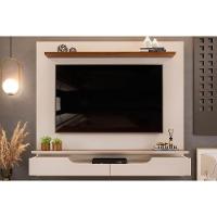 Painel Quarto P- Tv Até 60 Pol Levi C- Prateleiras 160x146cm Off White-freijó - Dj Móveis - 1