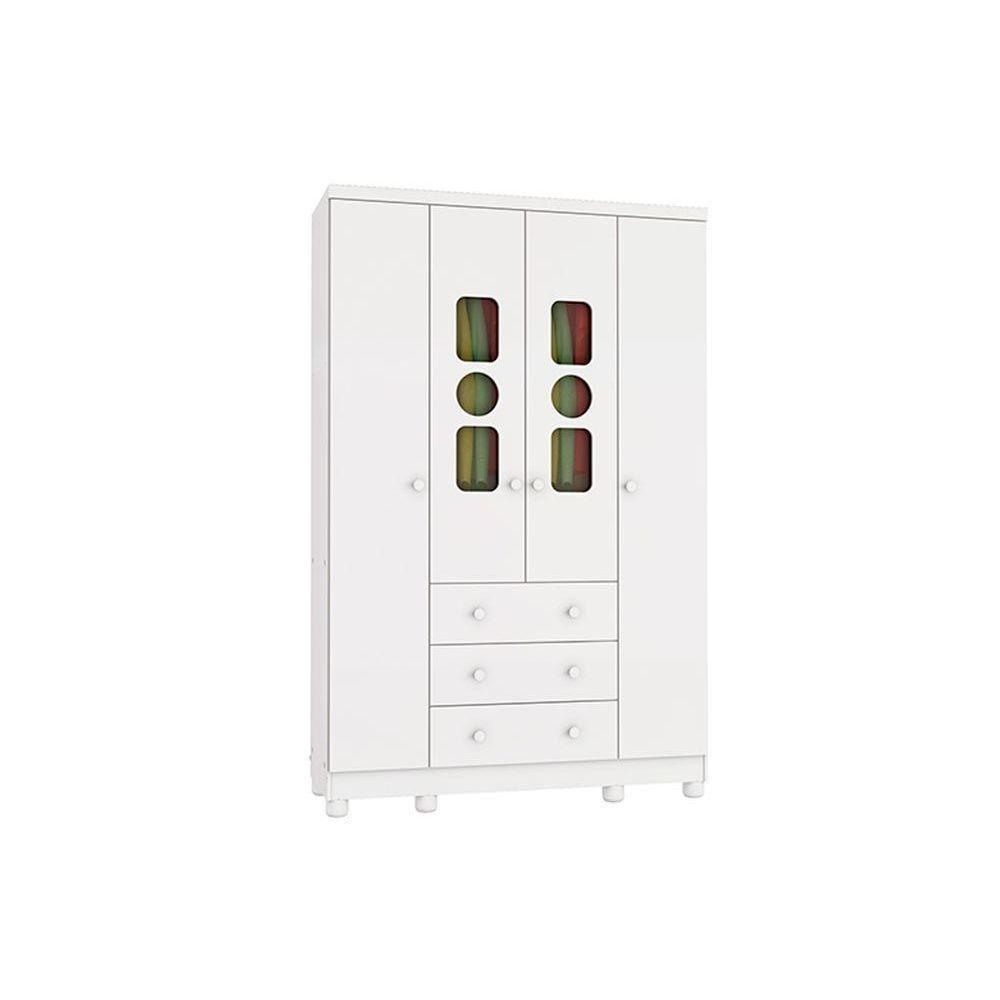 Guarda Roupa 4 Portas Tedy C- E 3 Gavetas Branco - Peroba - 1